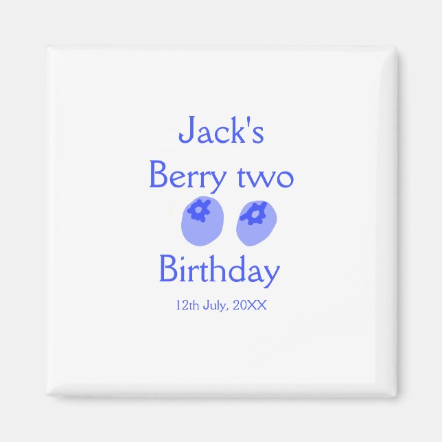 Berry two birthday blue berry add name date kids r magnet (Vorne)