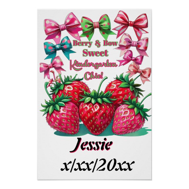 Berry und Bow Süße Kindergarten Chic Poster (Vorderseite)