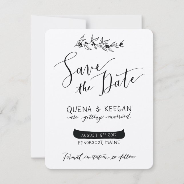 Berry und Canoe Save the Date - Quena und Keegan (Vorderseite)