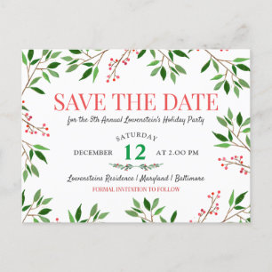 Berry Verlasst Weihnachtsfeier Save the Date Ankündigungspostkarte