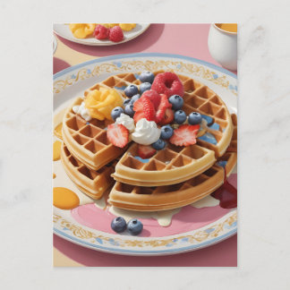 Berry Waffle Breakfast Plate Postkarte