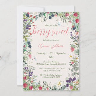 Berry Watercolor Boho Gender Neutral Baby Shower Einladung
