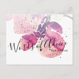 Berry Watercolor Orchid Brautparty Admin Card Hinweiskarte