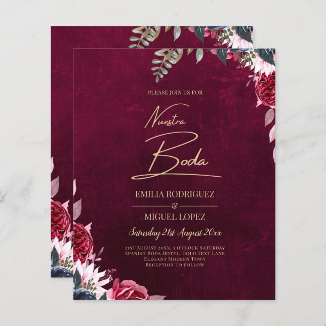 Berry Wine Floral Wedding (Vorne/Hinten)