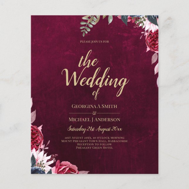 Berry Wine Floral Wedding (Vorderseite)