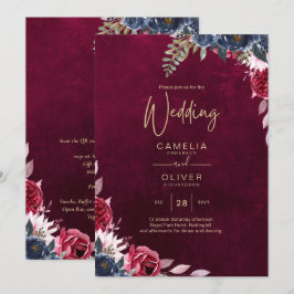 Berry Wine Floral Wedding Einladung
