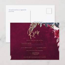 Berry Wine Floral Wedding Postkarte