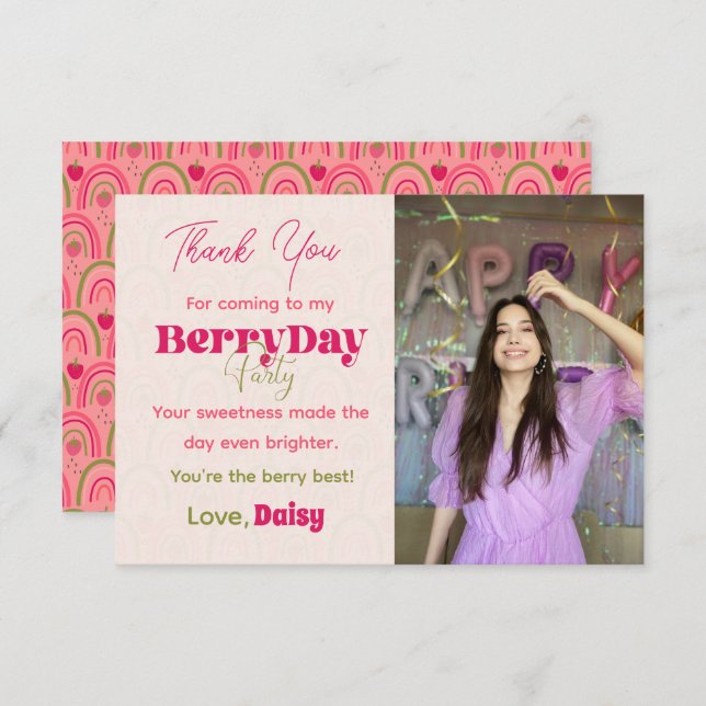 BerryDay Party - Geburtstagswohnung Dankeschön-Kar Dankeskarte (Vorne/Hinten)