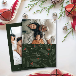 Berryful Botanic Christmas Foto Flat Card Feiertagskarte
