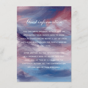 Berrypink Lila Blue Artistic Wedding Card Begleitkarte