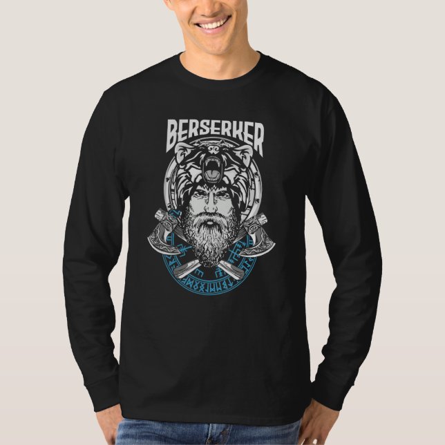 Berserk Bear Warrior Odin Runes Norse Compass Viki T-Shirt (Vorderseite)