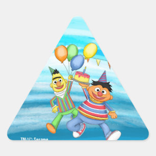 Bert und Ernie Birthday Balloons Dreieckiger Aufkleber