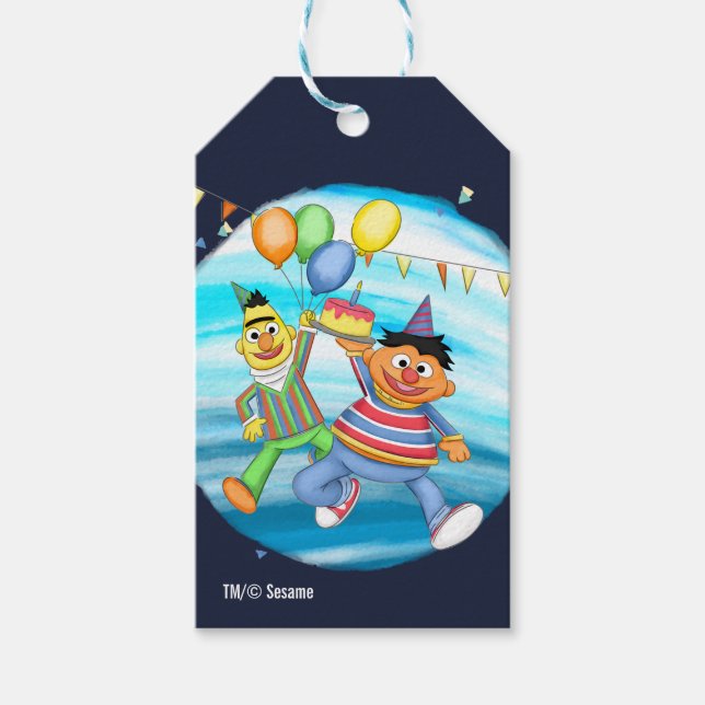 Bert und Ernie Birthday Balloons Geschenkanhänger (Vorderseite)