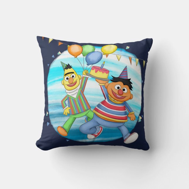 Bert und Ernie Birthday Balloons Kissen (Vorderseite)