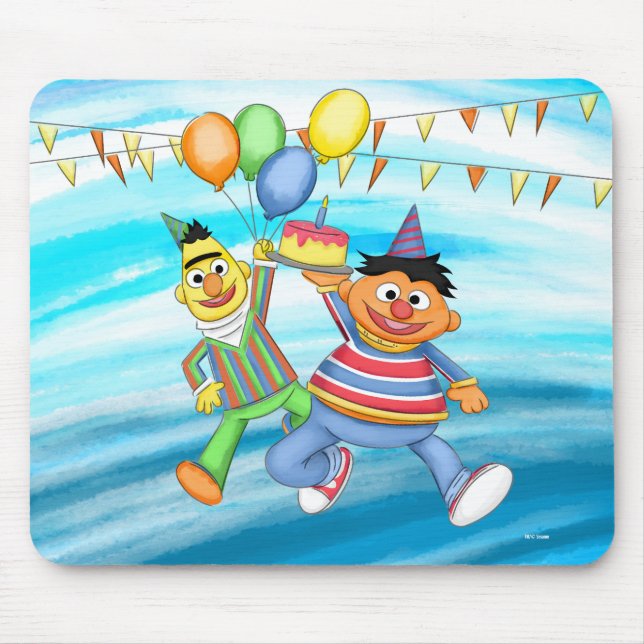 Bert und Ernie Birthday Balloons Mousepad (Vorne)