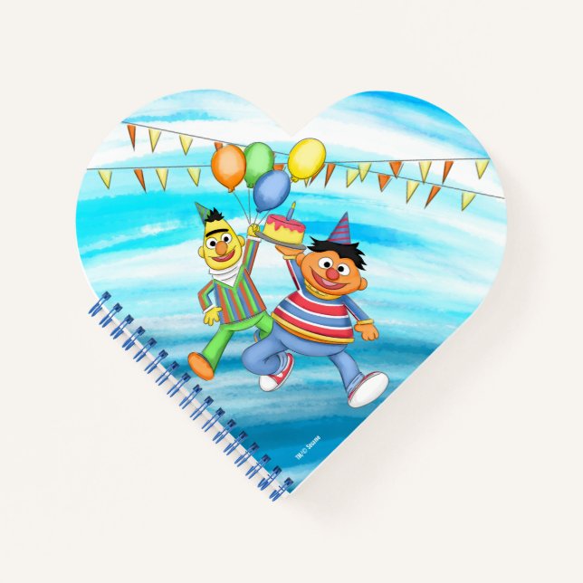 Bert und Ernie Birthday Balloons Notizbuch (Vorderseite)