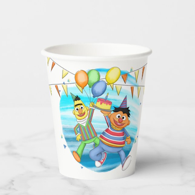 Bert und Ernie Birthday Balloons Pappbecher (Vorderseite)
