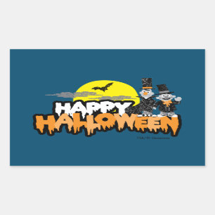 Bert und Ernie Frohe Halloween Rechteckiger Aufkleber