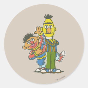 Bert und Ernie klassischer Stil Runder Aufkleber