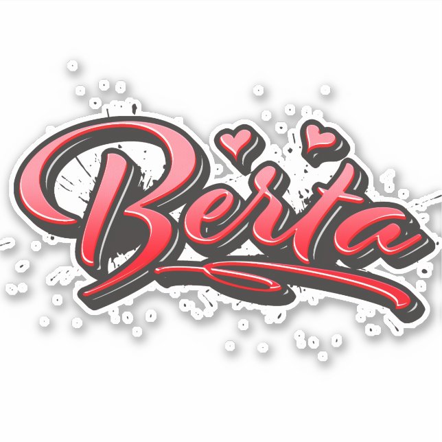 Berta red Heart Graffiti Aufkleber Sticker (Vorderseite)
