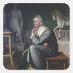 Bertel Thorvaldsen in seinem Studio in Rom, 1834 Quadratischer Aufkleber
