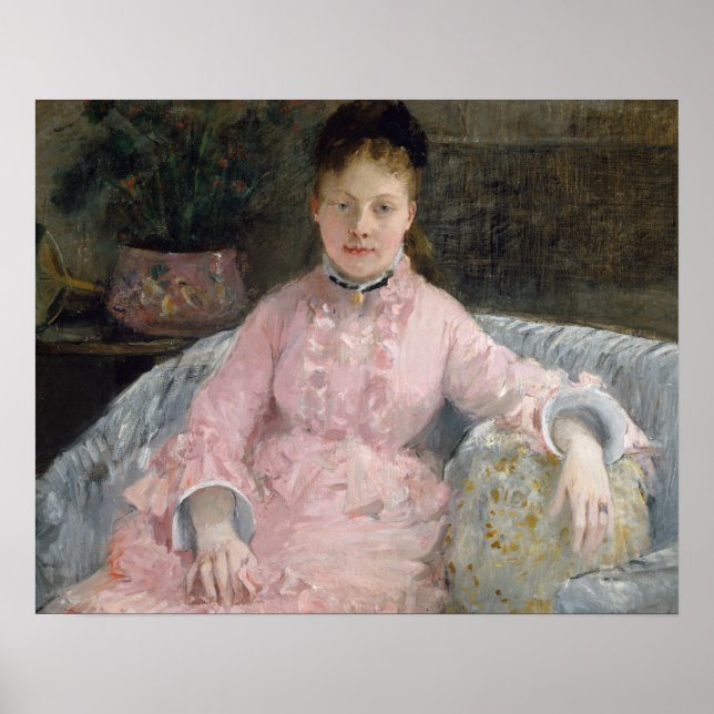 Berthe Morisot - Das rosa Kleid Poster (Vorne)