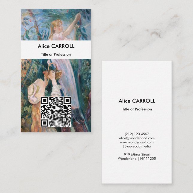 Berthe Morisot - Der Kirschpflücker - QR Code Visitenkarte (Vorne/Hinten)