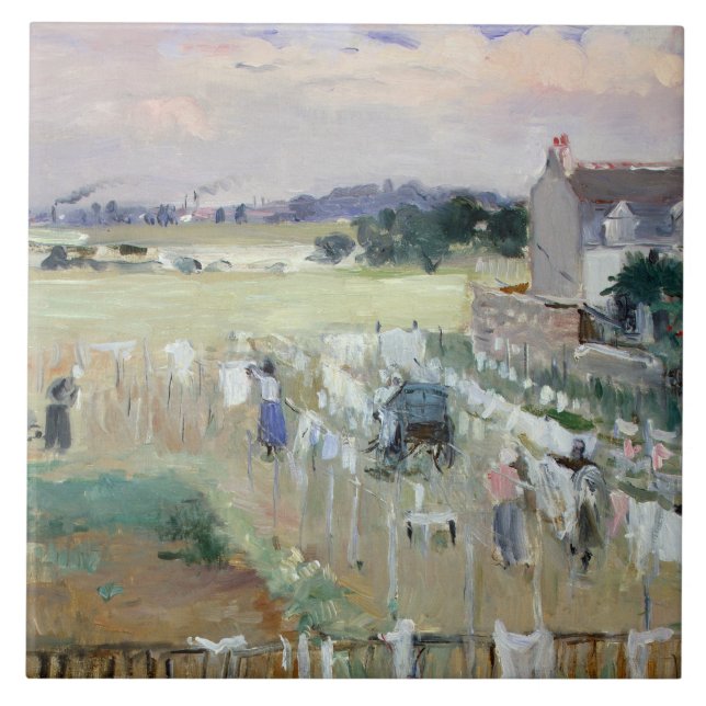 Berthe Morisot - die Wäscherei heraus hängend, um Fliese (Vorderseite)