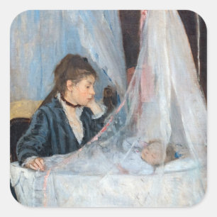 Berthe Morisot - Die Wiege / Le Berceau Quadratischer Aufkleber
