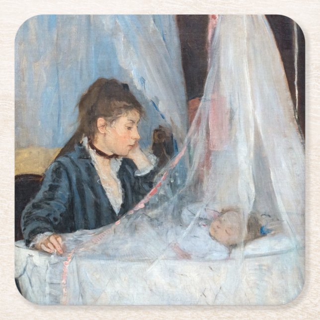 Berthe Morisot - Die Wiege Rechteckiger Pappuntersetzer (Vorderseite)