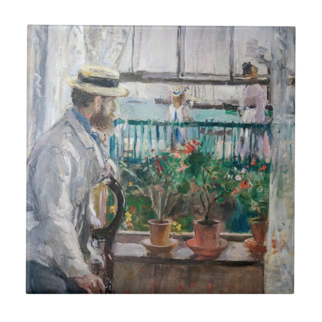 Berthe Morisot - Eugene Manet auf der Isle of Wigh Fliese (Vorderseite)