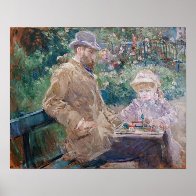 Berthe Morisot - Eugene Manet mit seiner Tochter Poster (Vorne)