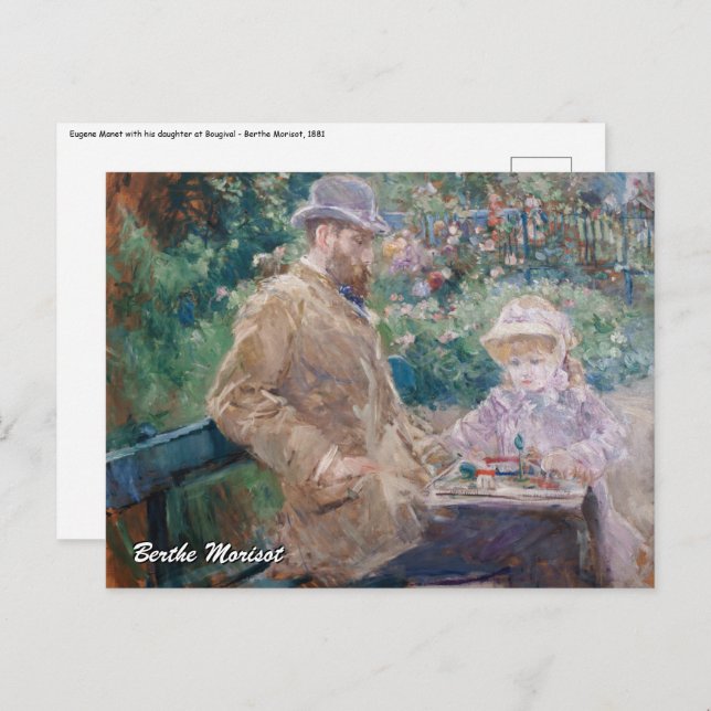 Berthe Morisot - Eugene Manet mit seiner Tochter Postkarte (Vorne/Hinten)