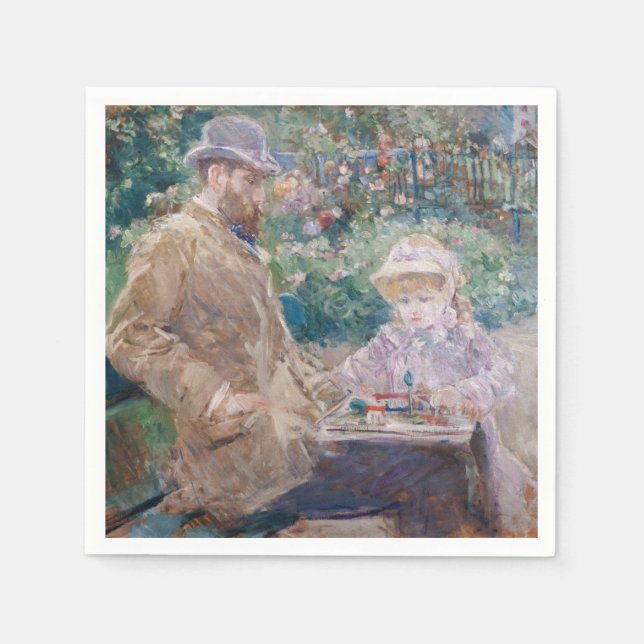 Berthe Morisot - Eugene Manet mit seiner Tochter Serviette (Vorderseite)