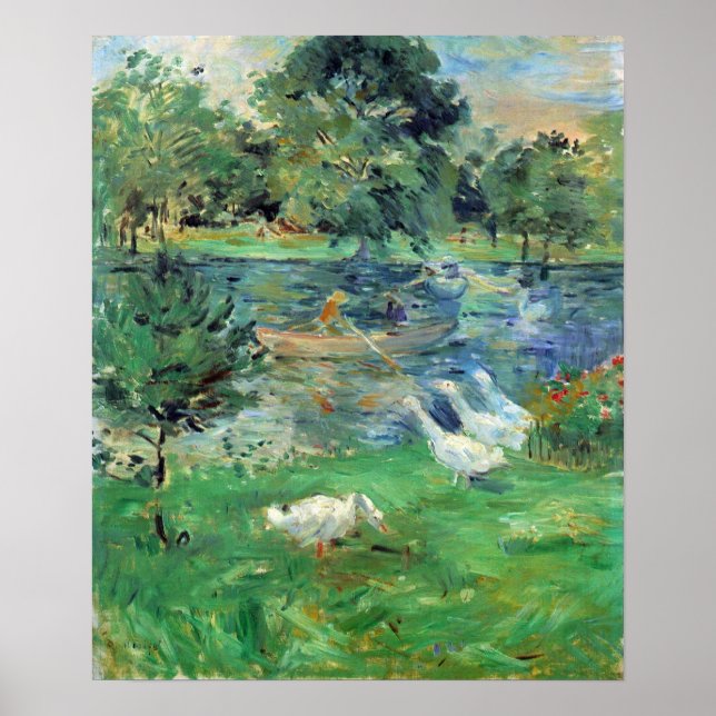 Berthe Morisot-Girls in einem Boot mit Gänsen Poster (Vorne)