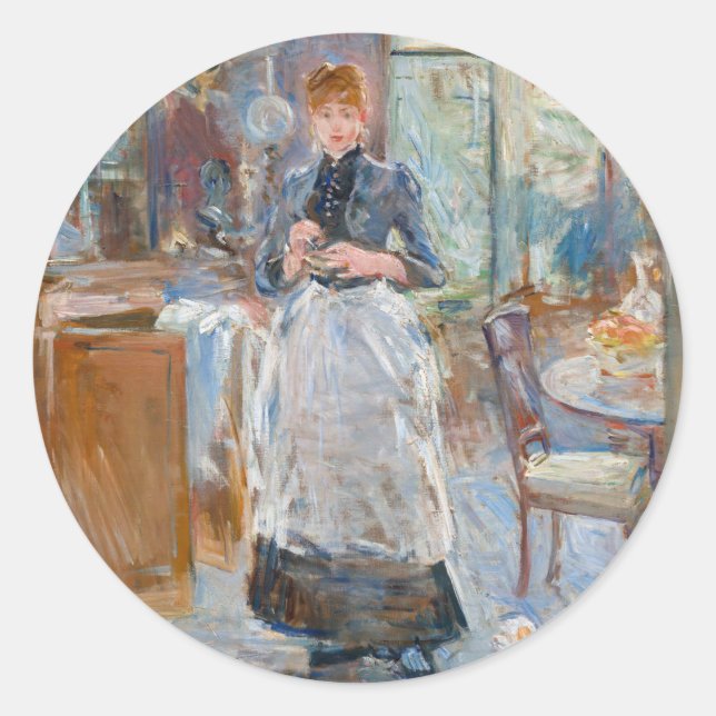 Berthe Morisot - Im Speisesaal Runder Aufkleber (Vorderseite)