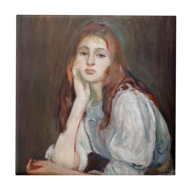 Berthe Morisot - Julie Daydreaming Fliese (Vorderseite)