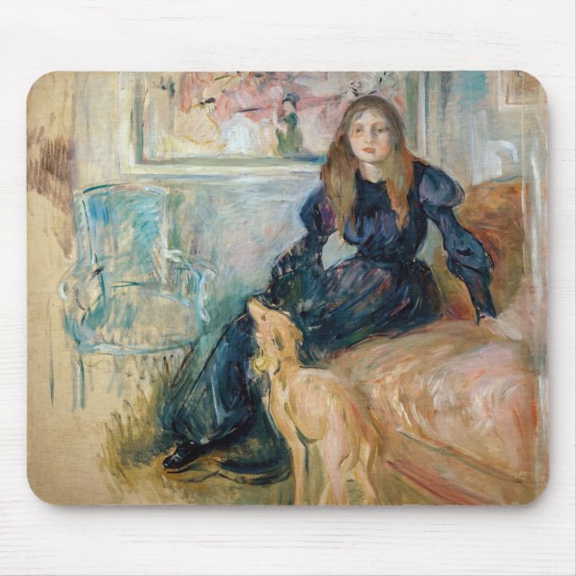 Berthe Morisot - Julie und ihr Greyhound Laerte Mousepad (Vorne)