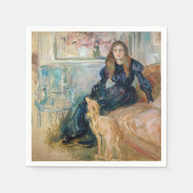 Berthe Morisot - Julie und ihr Greyhound Laerte Serviette (Vorderseite)