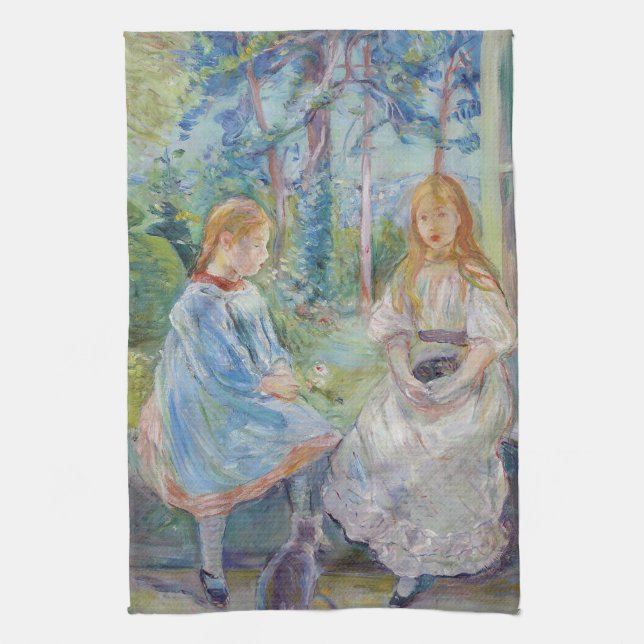 Berthe Morisot - Junge Mädchen am Fenster Geschirrtuch (Vertikal)