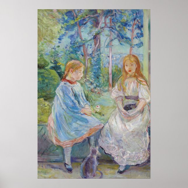 Berthe Morisot - Junge Mädchen am Fenster Poster (Vorne)