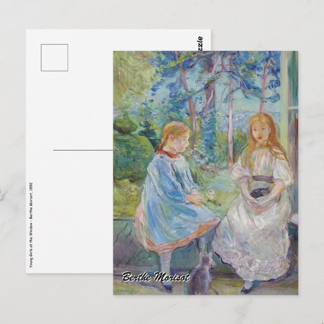 Berthe Morisot - Junge Mädchen am Fenster Postkarte (Vorne/Hinten)