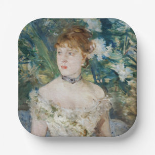 Berthe Morisot - Junges Mädchen in einem Ballkleid Pappteller