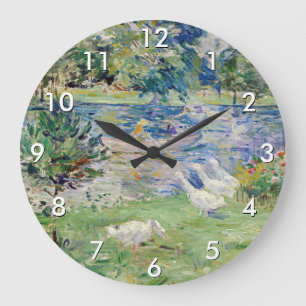 Berthe Morisot - Mädchen im Boot mit Gänsen Große Wanduhr