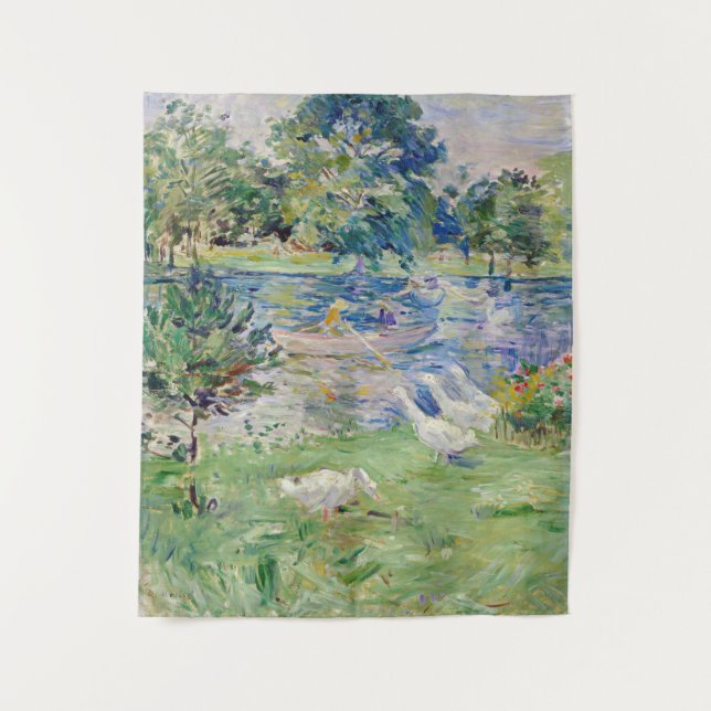 Berthe Morisot - Mädchen im Boot mit Gänsen Wandteppich (Vorderseite)