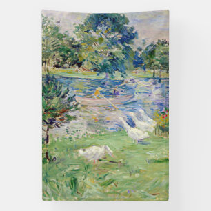 Berthe Morisot - Mädchen in einem Boot mit Gänsen Banner