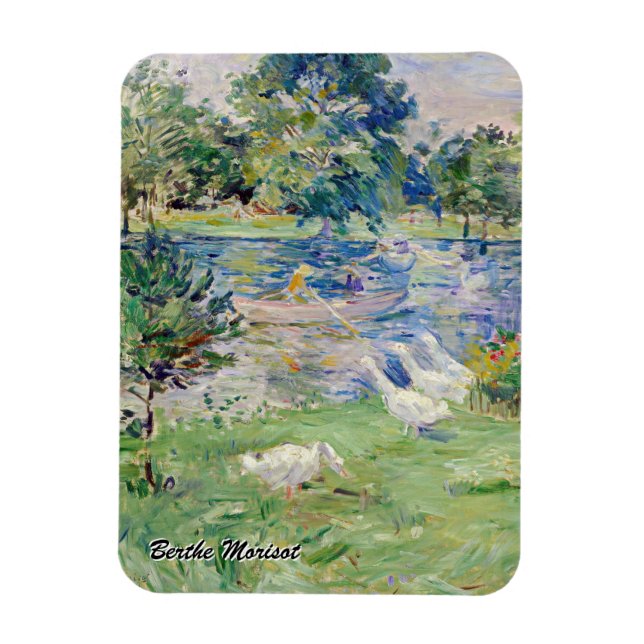 Berthe Morisot - Mädchen in einem Boot mit Gänsen Magnet (Vertikal)