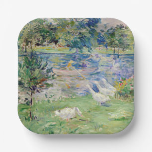 Berthe Morisot - Mädchen in einem Boot mit Gänsen Pappteller