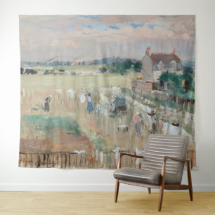 Berthe Morisot - Wäsche zum Trocknen aufhängen Wandteppich
