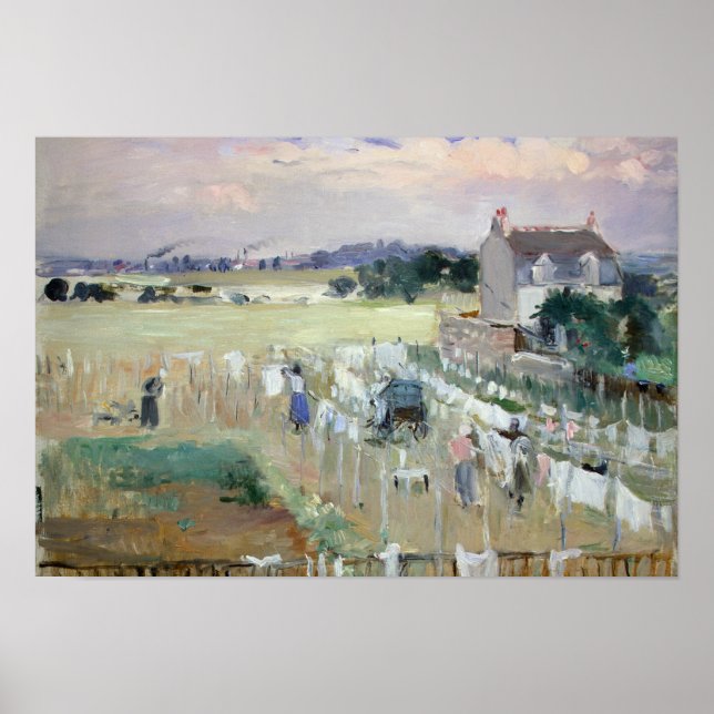 Berthe Morisot - Wäschewaschen nach Trocknen Poster (Vorne)